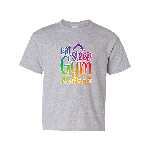 Youth "Eat Sleep Gym Repeat" Heavy Cotton T-Shirt