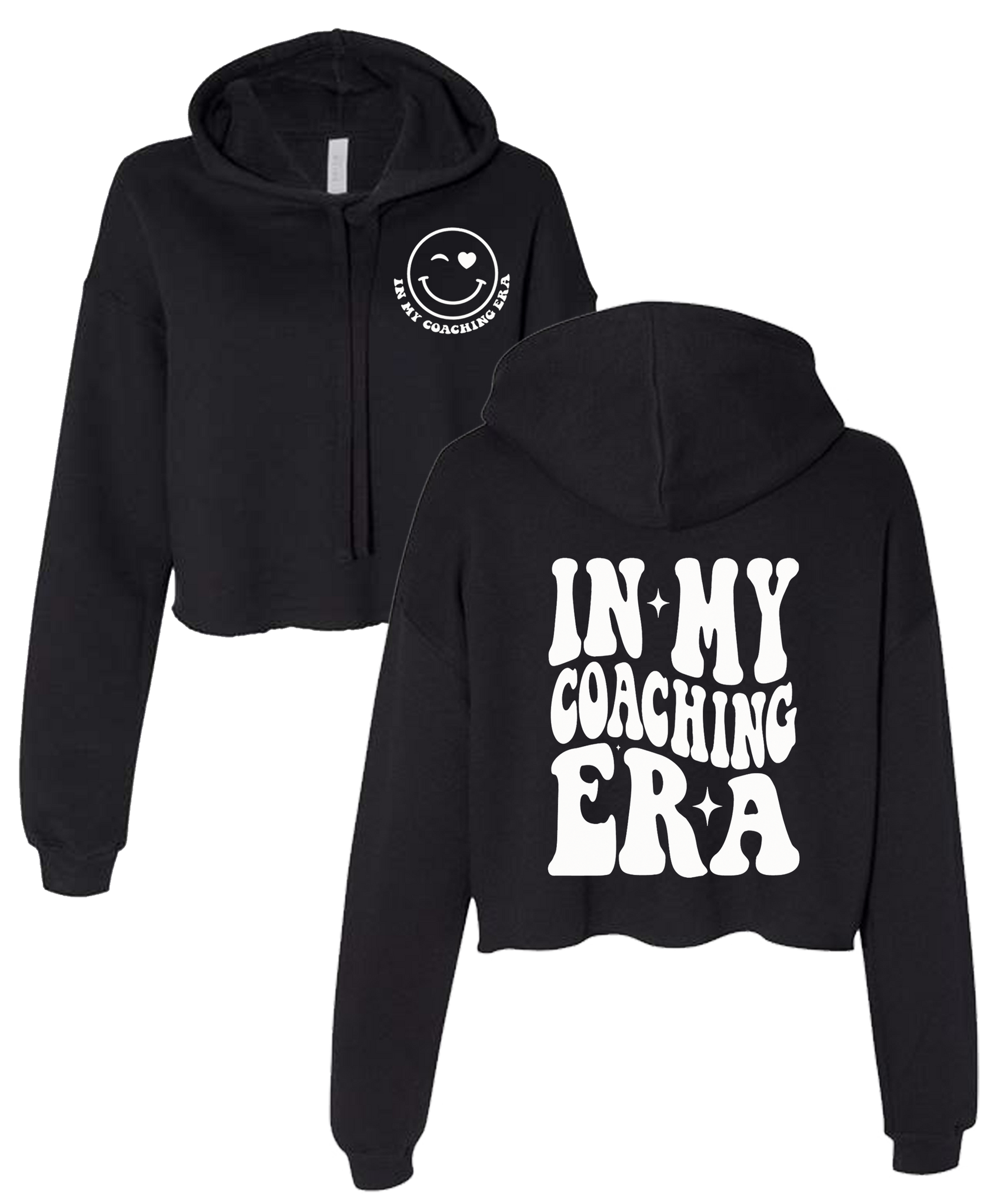 Women's "In My Coaching Era" Smiley Cropped Fleece Hoodie