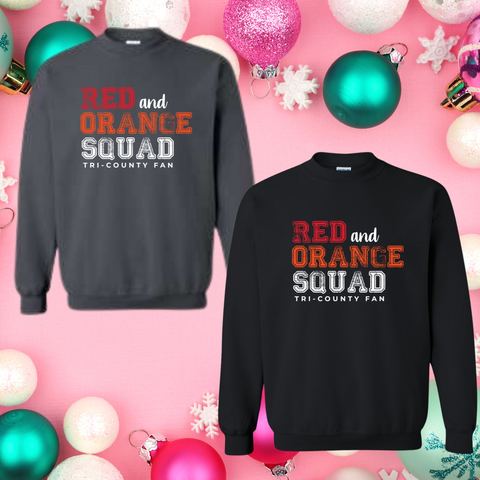 Red and Orange Squad Crewneck Sweatshirt:  ADULT