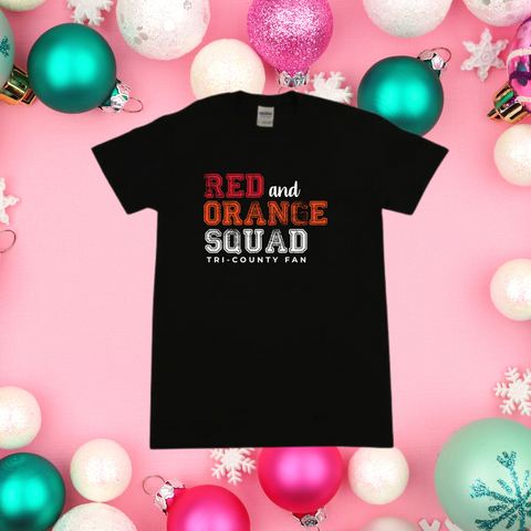 Red and Orange Squad Black T-Shirt:  YOUTH