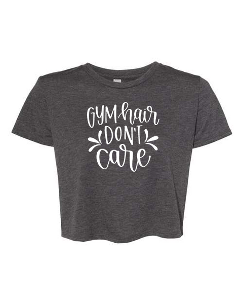 Women's "Gym Hair Don't Care" Flowy Cropped Tee